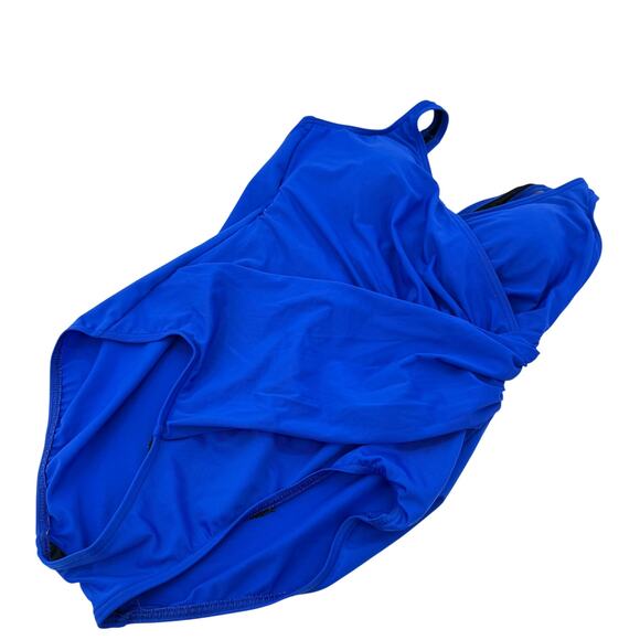 Miraclesuit Swimsuit Oceanus Padded Soft Bra Ruched One Piece Blue Size 16 - Picture 2 of 10